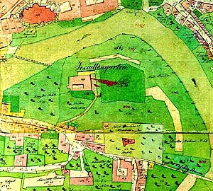 Uzemí Městského parku v Českém Krumlově na indikační skice z roku 1826 