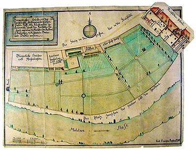 Plán Novoměstské zahrady v Českém Krumlově z roku 1764 
