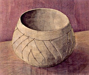 Nádoba kultury s lineární keramikou z Českého Krumlova, kresba M. Ernée 