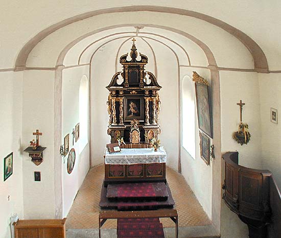Interiér kaple na Tumbergu u Malšína, foto: Lubor Mrázek