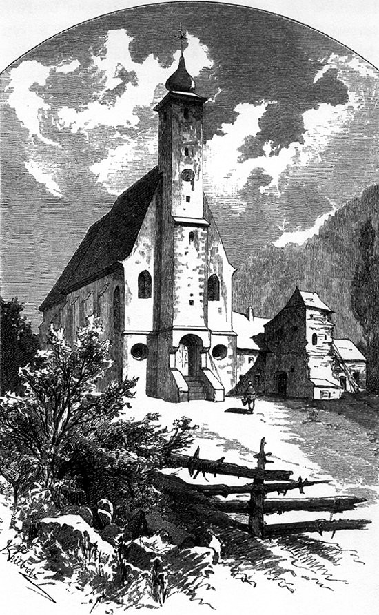Kostel ve Výtoni, zdroj: Čechy - Vltava, Fr. Ad. Šubert, 2000, ISBN - 80 - 86177 - 13 - 0