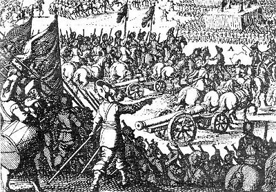 Artillery from the beginning of the 17th century , period engraving, source: Toulky českou minulostí III, Petr Hora, 1994, ISBN - 80 - 85621 - 97 - 5  