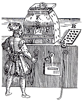 Acid-test examiner at the acid-test stove (according to Lazarus Ercker). 