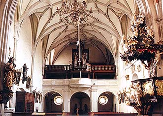 Church in Chvalšiný, vaults in interior 
