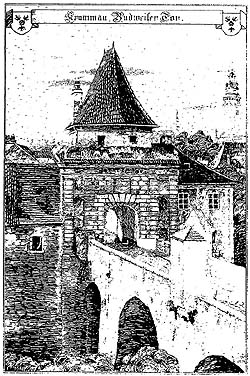 Latrán č.p. 104 - Budějovická brána, Rudolf Thür, kresba z let 1914 - 1916 