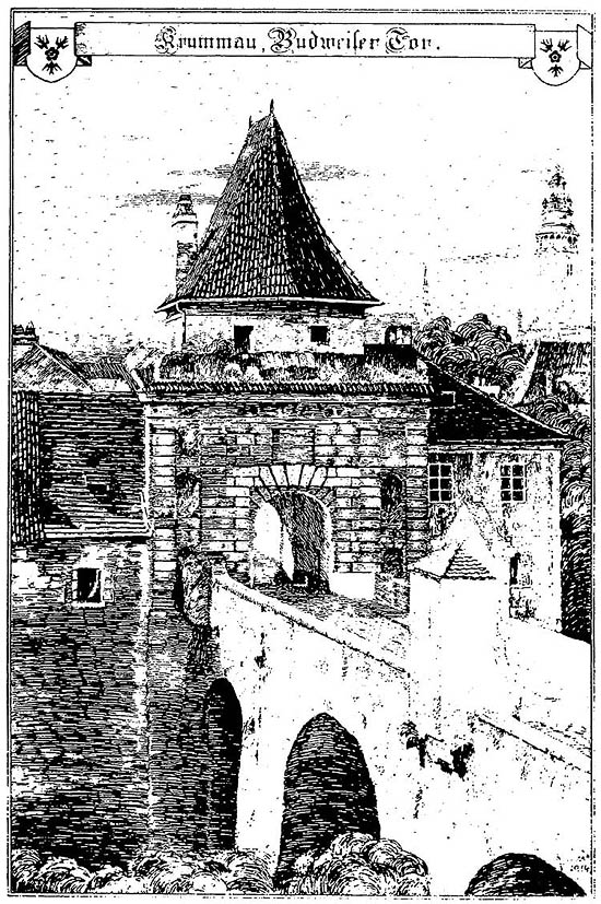 Latrán Nr. 104 - Budějovická brána (Budweiser Tor), Rudolf Thür, Zeichnung aus den Jahren 1914 - 1916