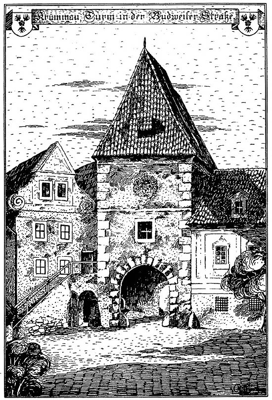 Latránská Gate, Rudolf Thür, drawing from 1914 - 1916
