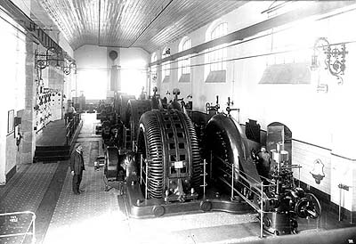 Construction of electrical power plant in Vyšší Brod, historical photo 
