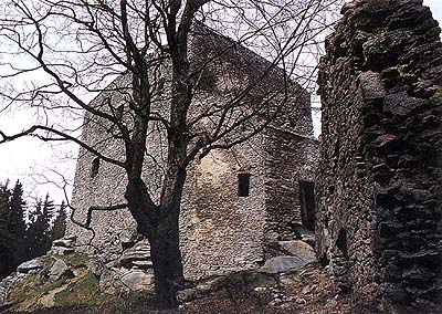 Vítkův Hrádek, view onto inhabitable tower 